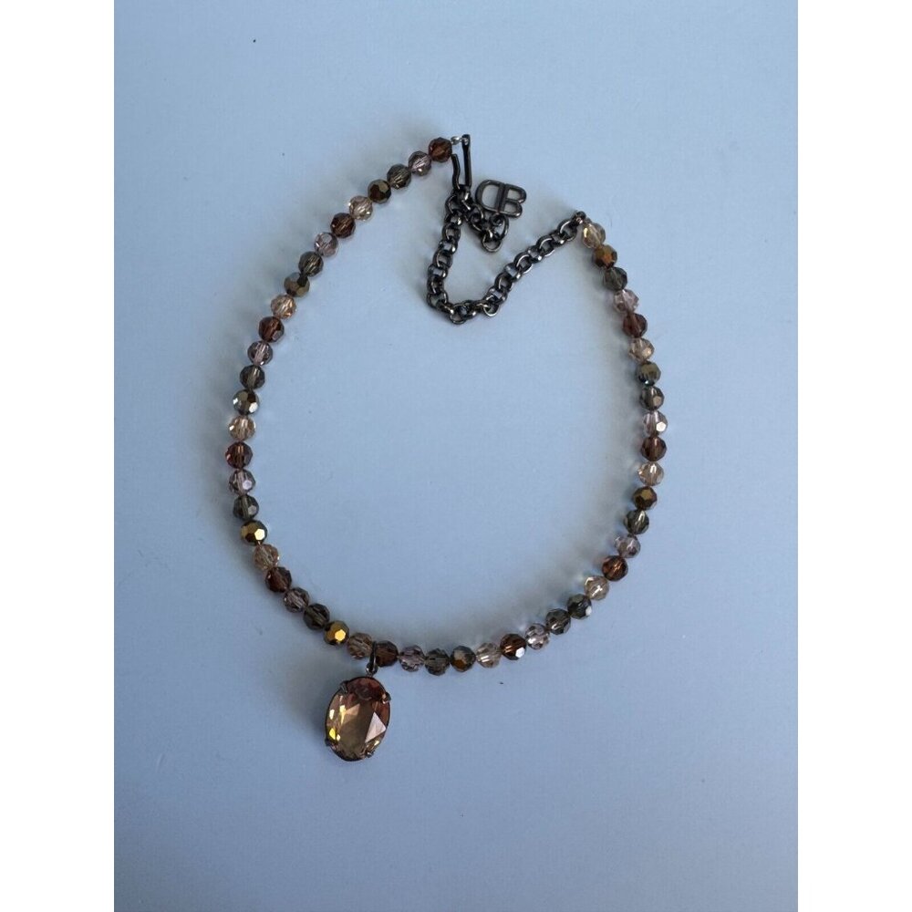 Blair Delmonico Beaded Necklace With Crystal Pendant 15" Length Adjustable Chain - Picture 4 of 13